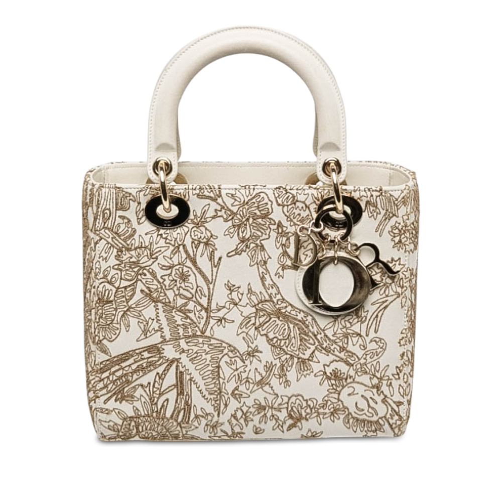 Pre-Loved Dior Medium Calfskin Embroidered Jardin D Hiver Lady Dior